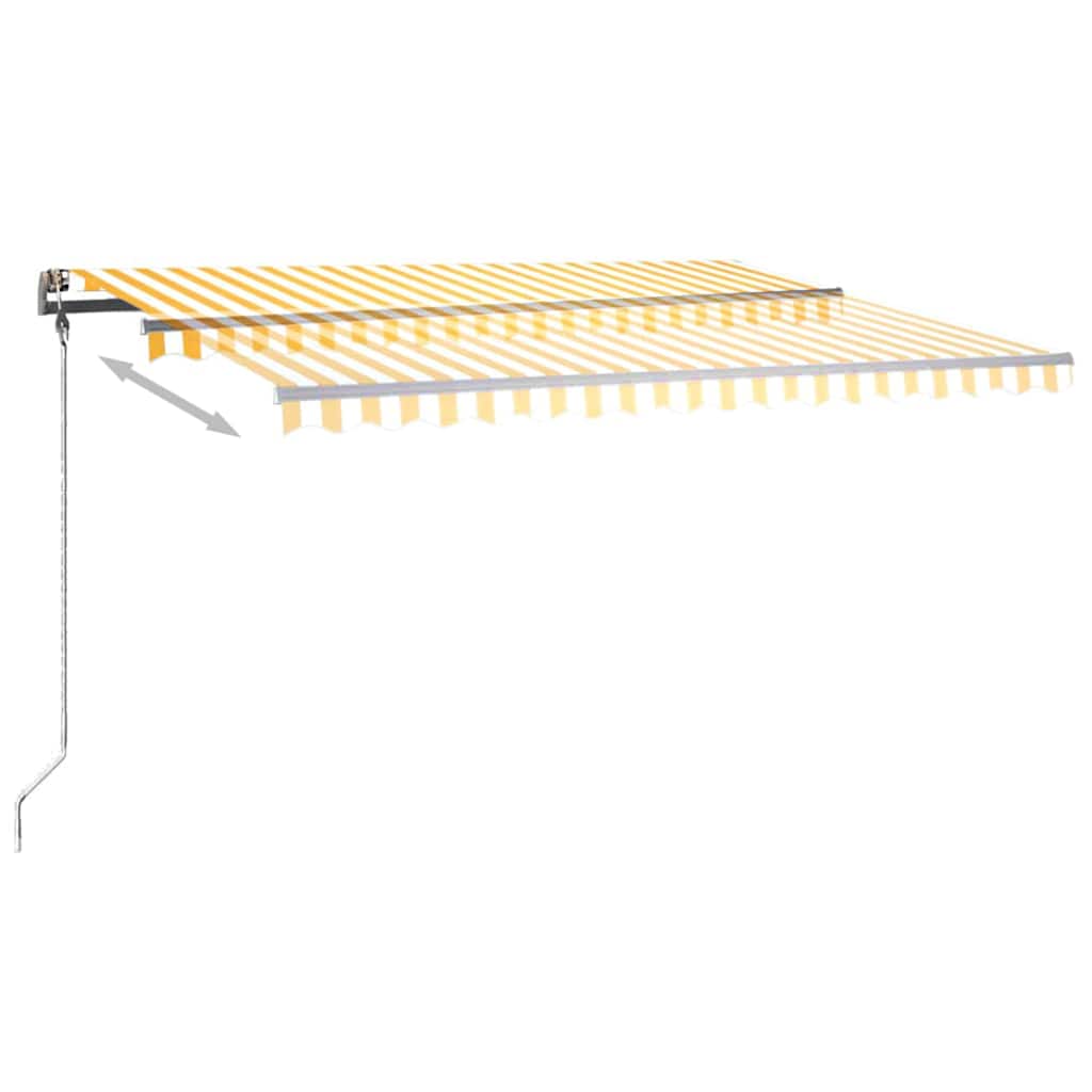 Manual Retractable Awning with LED 450x300 cm Yellow and White (313242+313175+315097)