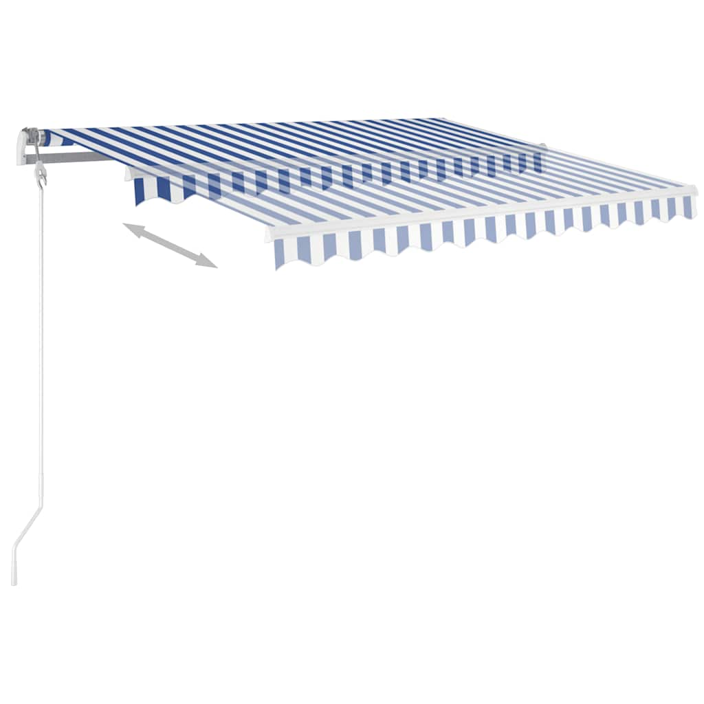 Manual Retractable Awning with Posts 3x2,5 m Blue and White