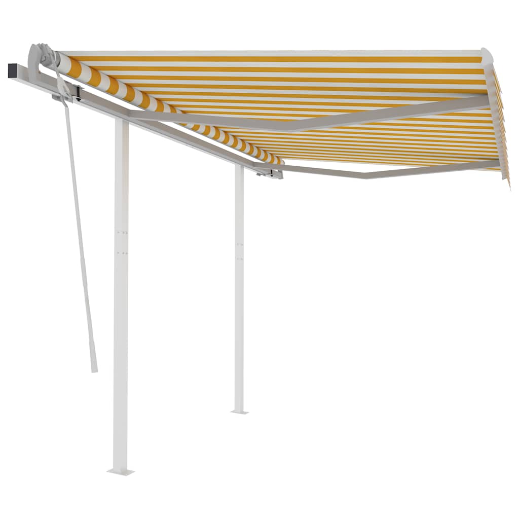Manual Retractable Awning with Posts 3x2,5 m Yellow and White