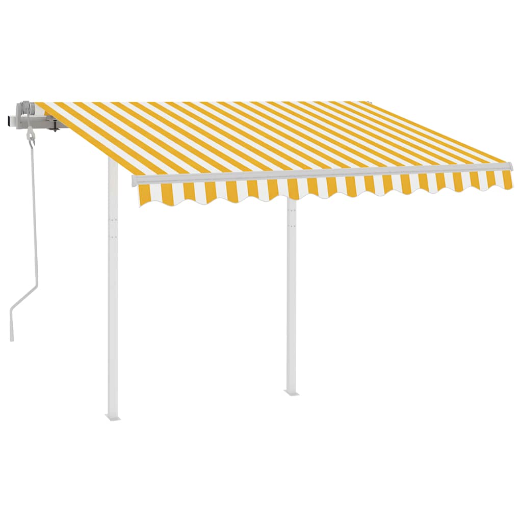 Manual Retractable Awning with Posts 3x2,5 m Yellow and White