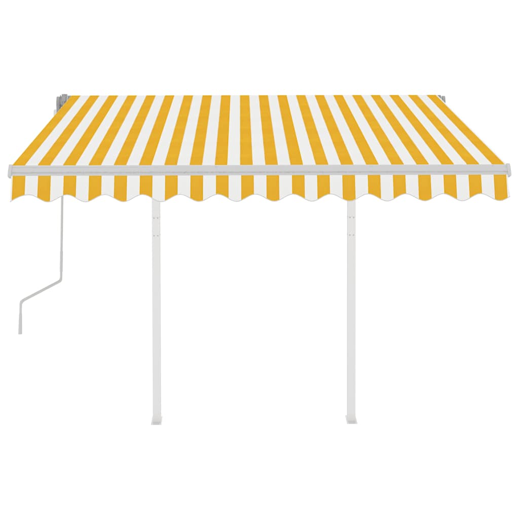 Manual Retractable Awning with Posts 3x2,5 m Yellow and White
