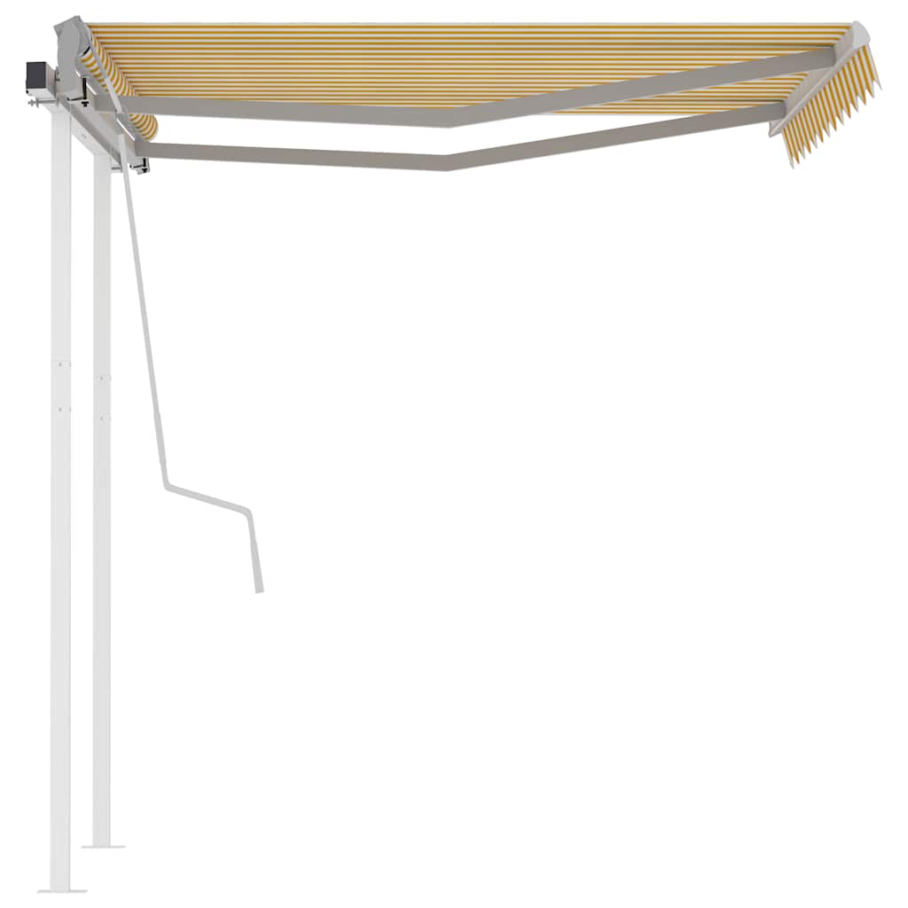 Manual Retractable Awning with Posts 3x2,5 m Yellow and White
