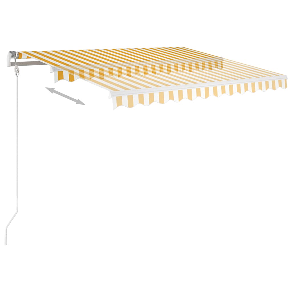 Manual Retractable Awning with Posts 3x2,5 m Yellow and White