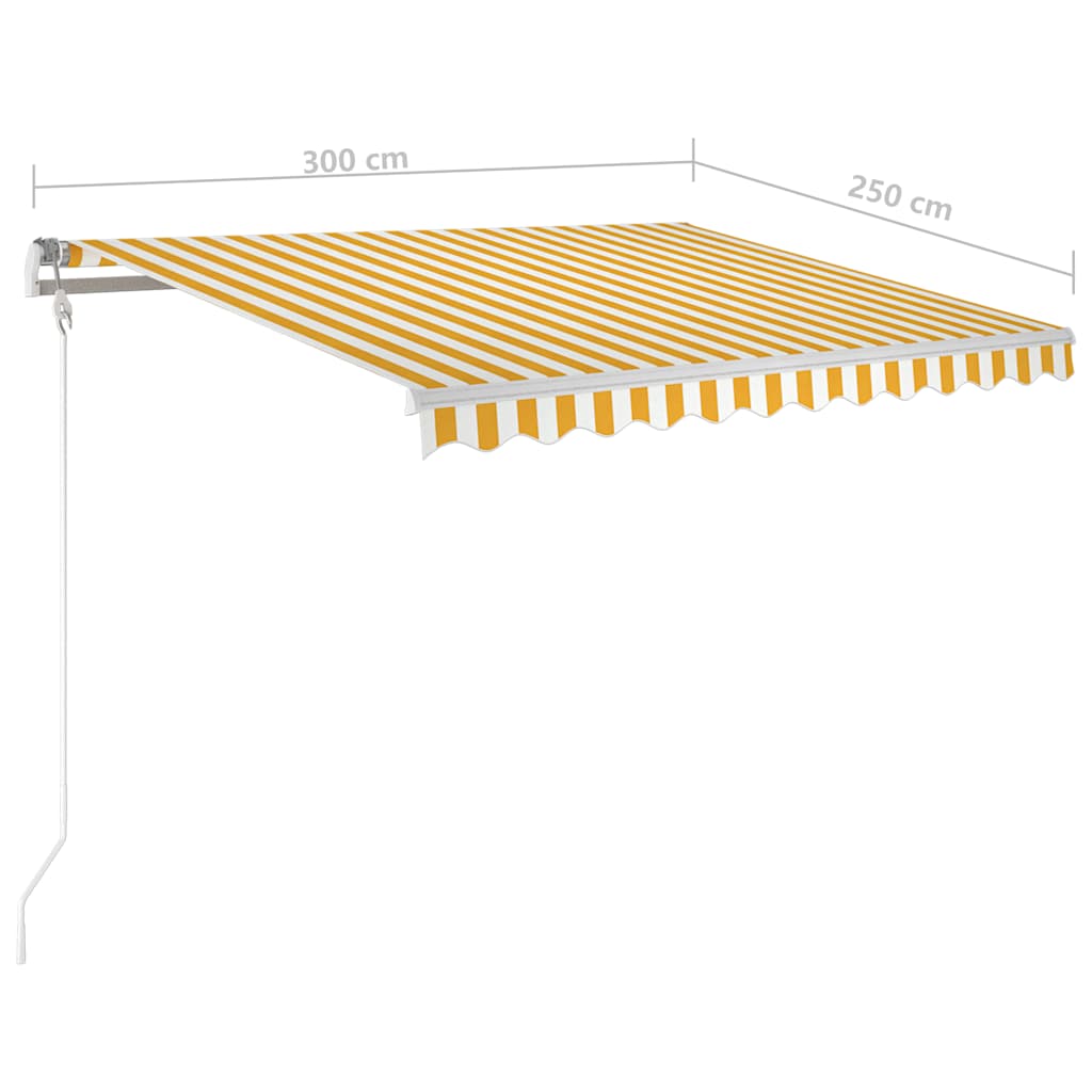 Manual Retractable Awning with Posts 3x2,5 m Yellow and White