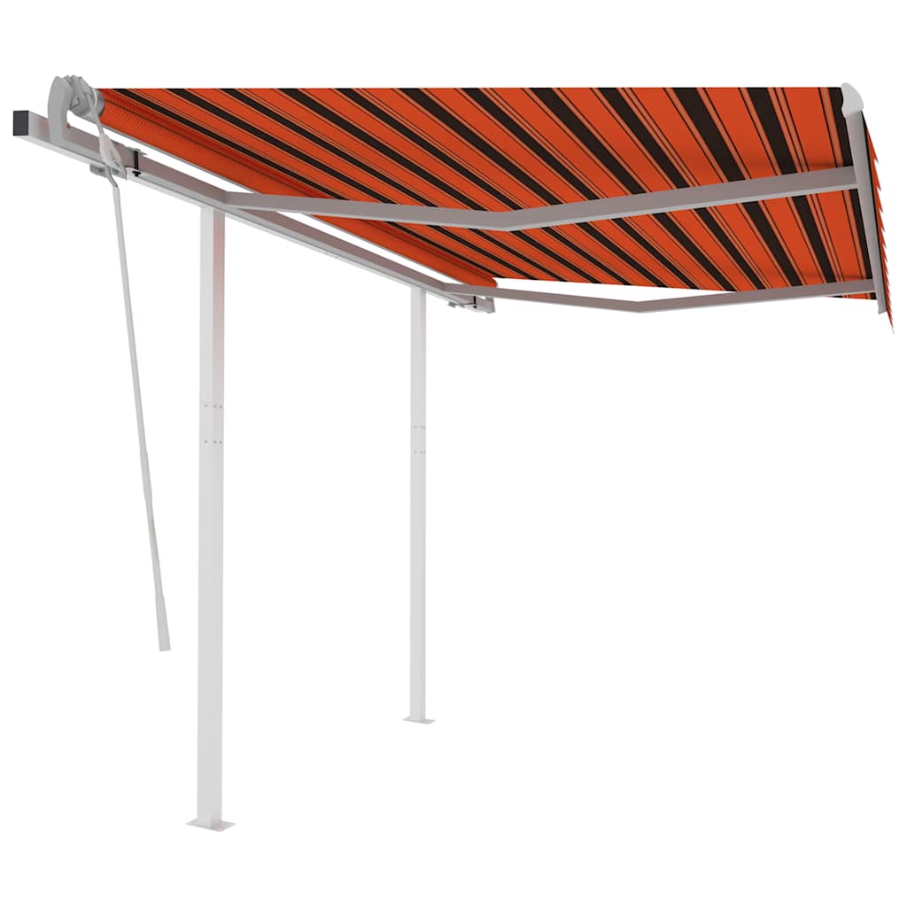 Manual Retractable Awning with Posts 3x2,5 m Orange and Brown