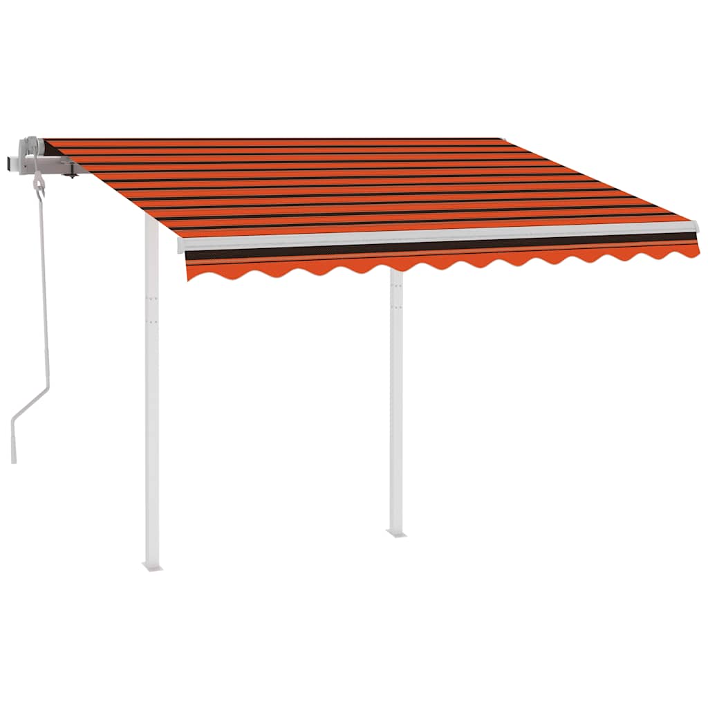 Manual Retractable Awning with Posts 3x2,5 m Orange and Brown
