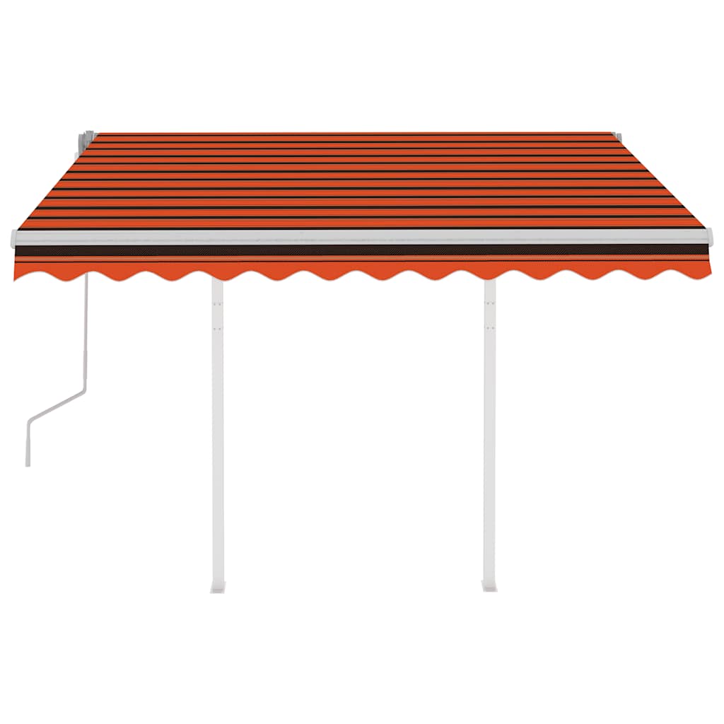 Manual Retractable Awning with Posts 3x2,5 m Orange and Brown
