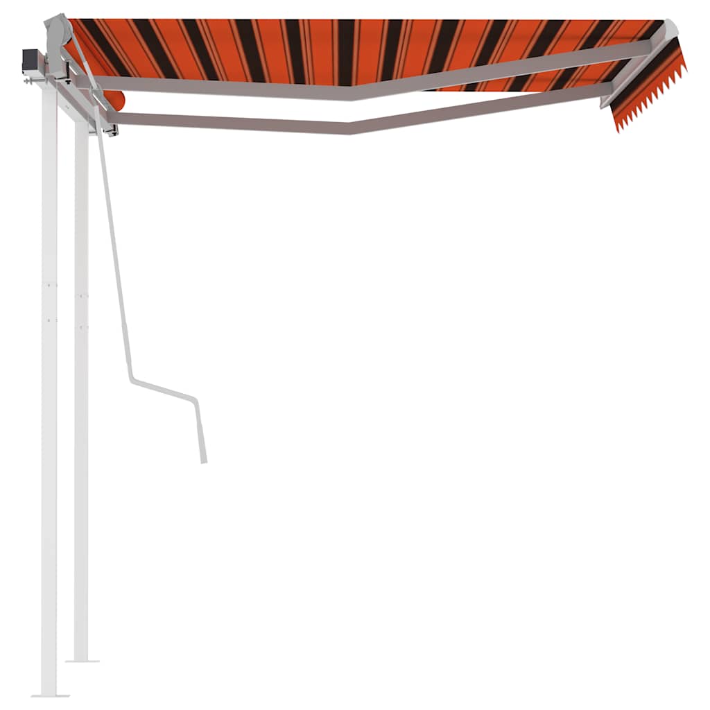 Manual Retractable Awning with Posts 3x2,5 m Orange and Brown