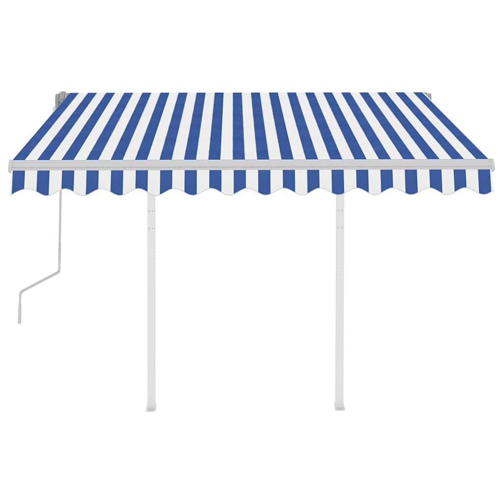 Manual Retractable Awning with Posts 3,5x2,5 m Blue and White
