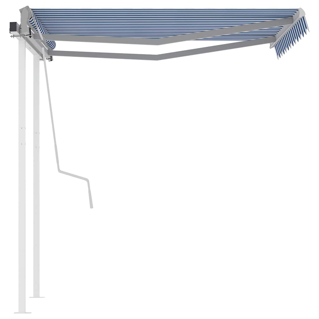 Manual Retractable Awning with Posts 3,5x2,5 m Blue and White