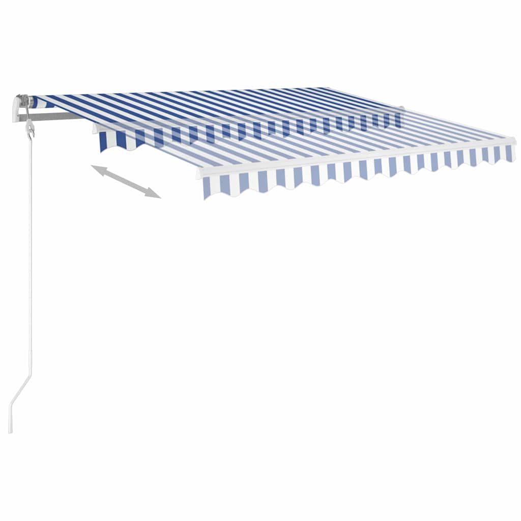 Manual Retractable Awning with Posts 3,5x2,5 m Blue and White