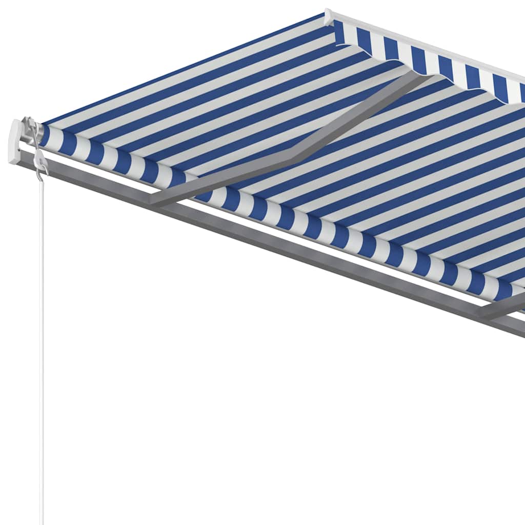 Manual Retractable Awning with Posts 3,5x2,5 m Blue and White