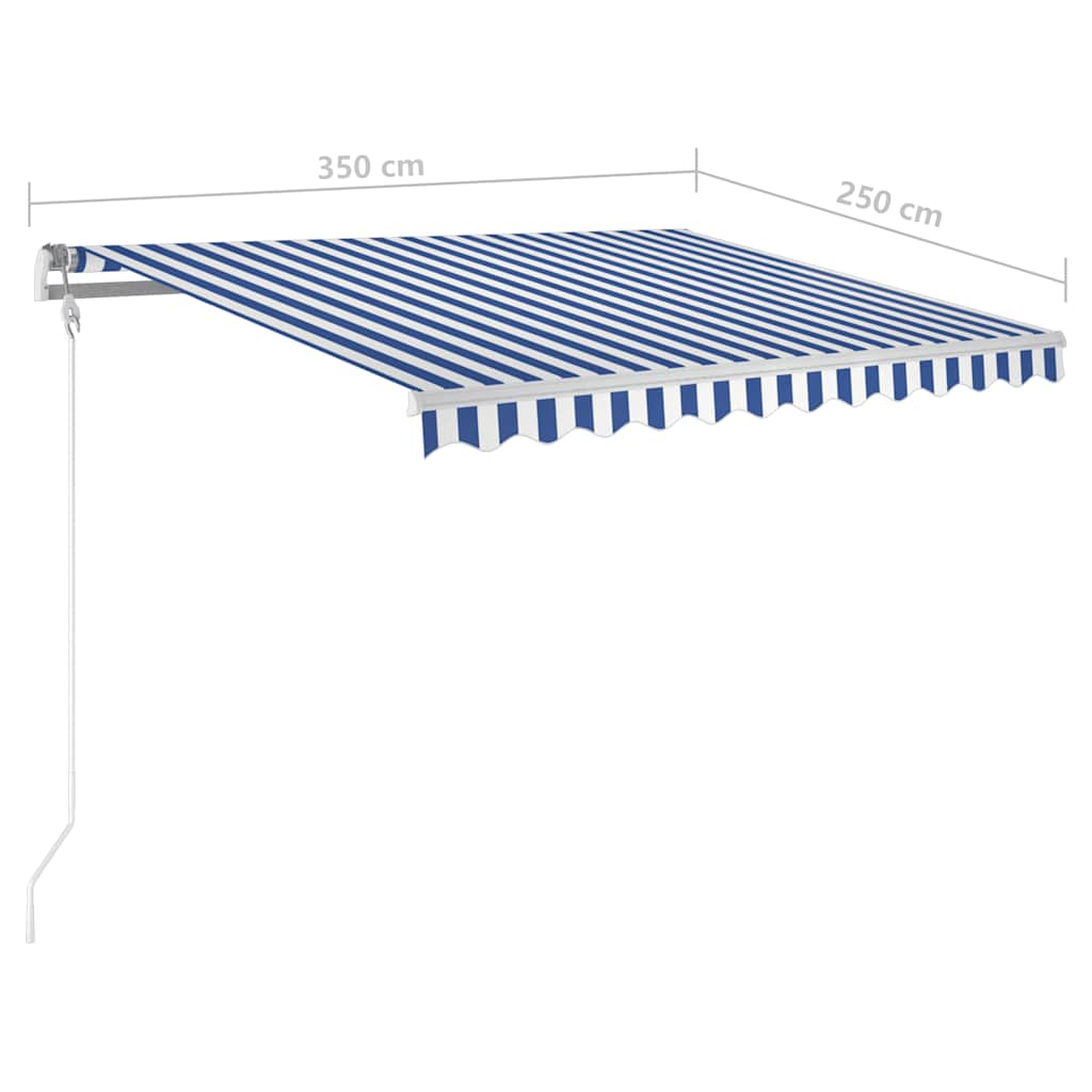 Manual Retractable Awning with Posts 3,5x2,5 m Blue and White