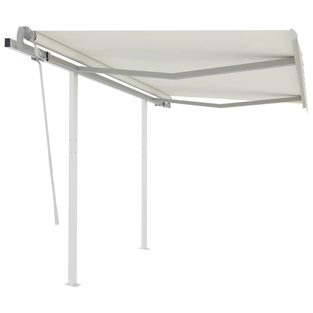 Manual Retractable Awning with Posts 3,5x2,5 m Cream
