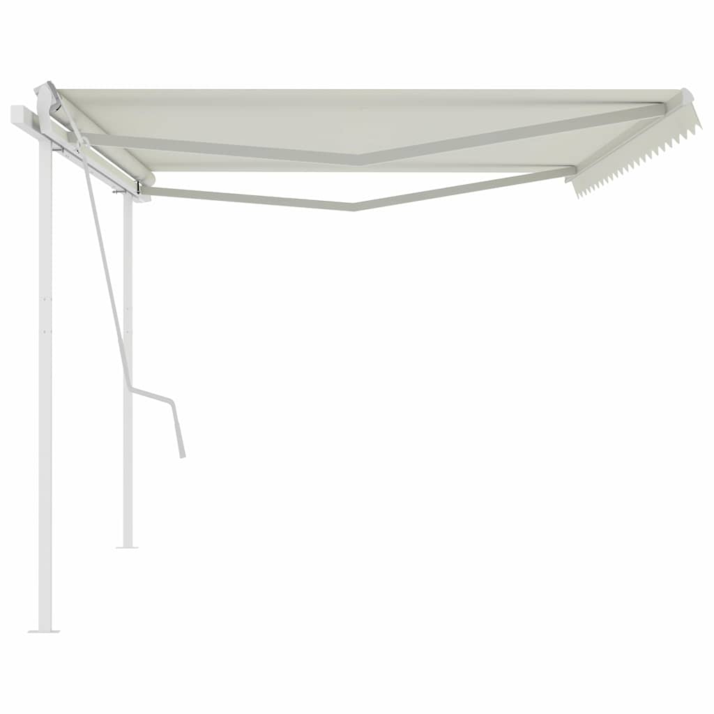 Manual Retractable Awning with Posts 5x3 m Cream (313193+313169+315094)