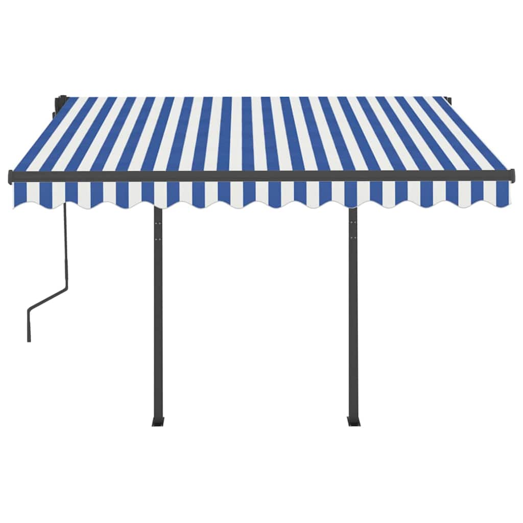 Manual Retractable Awning with Posts 3,5x2,5 m Blue and White