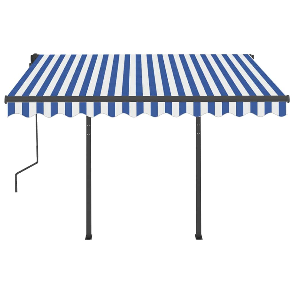 Manual Retractable Awning with LED 3,5x2,5 m Blue and White