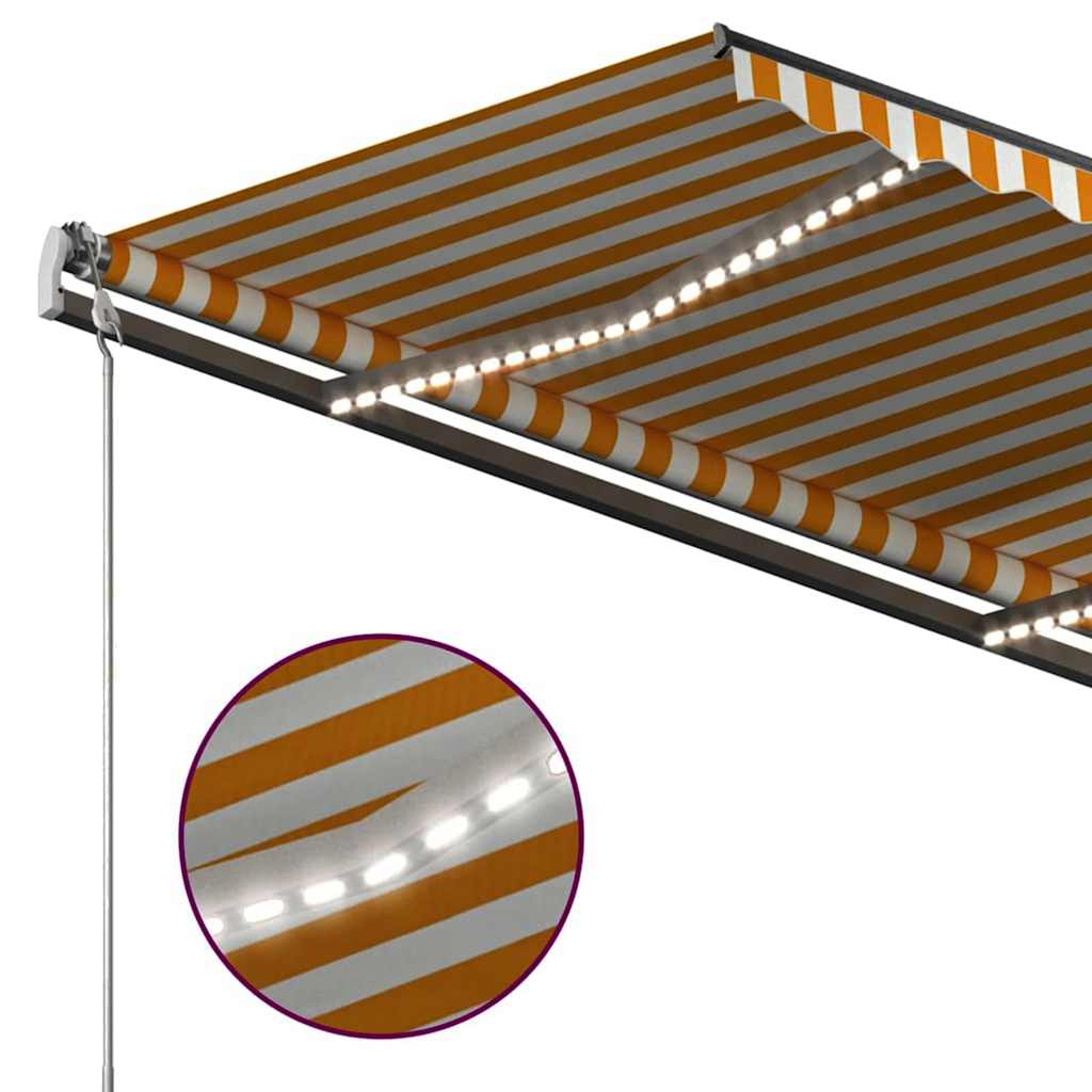 Manual Retractable Awning with LED 3,5x2,5 m Yellow and White (313240+313174+315099)