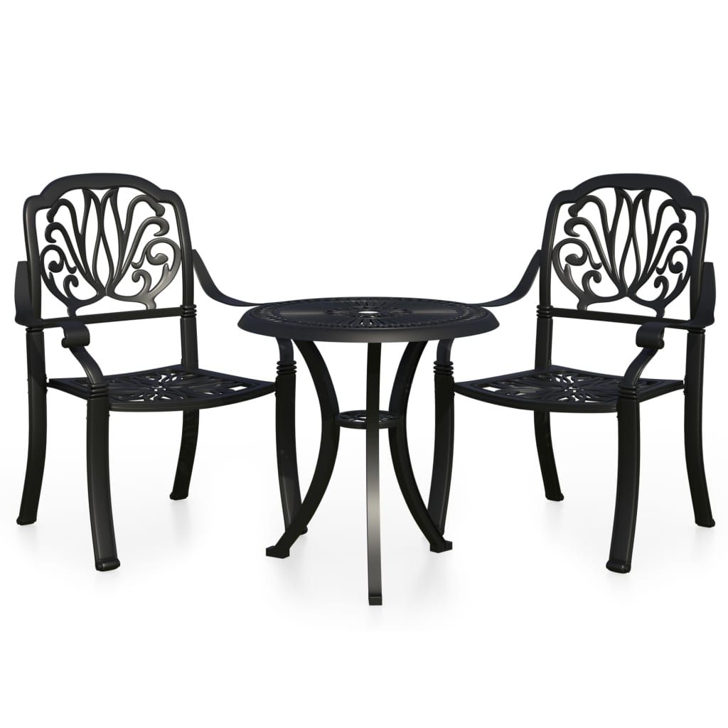 3 Piece Bistro Set Cast Aluminium Black