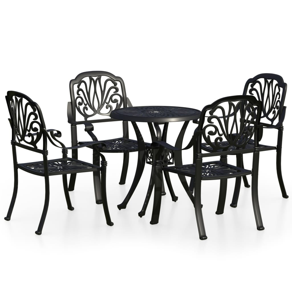 5 Piece Bistro Set Cast Aluminium Black