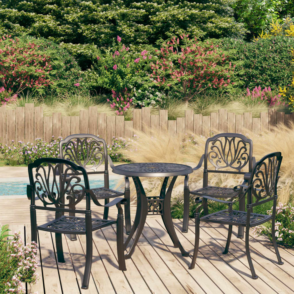 5 Piece Bistro Set Cast Aluminium Black
