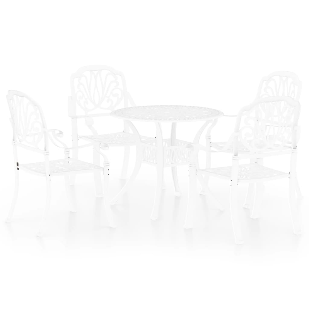 5 Piece Bistro Set Cast Aluminium White