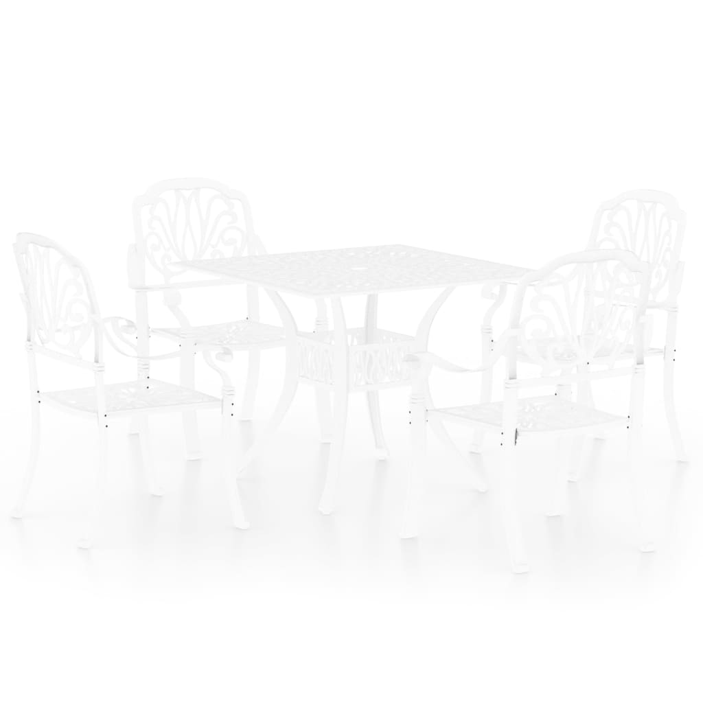 5 Piece Bistro Set Cast Aluminium White