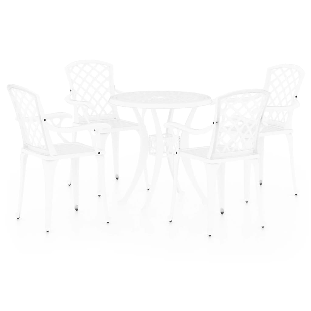 5 Piece Bistro Set Cast Aluminium White