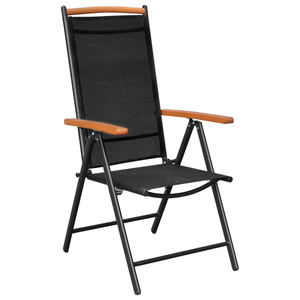 7 Piece Garden Dining Set Aluminium Black