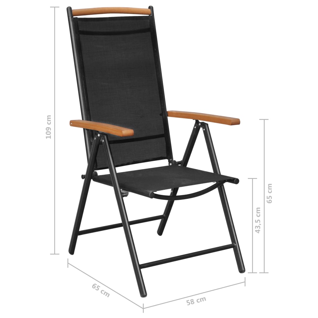 7 Piece Garden Dining Set Aluminium Black