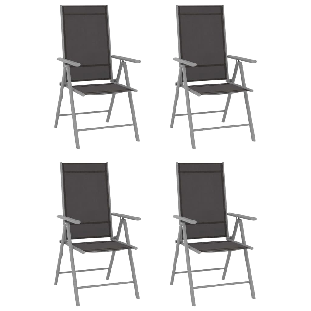 5 Piece Garden Dining Set Aluminium Silver and Black