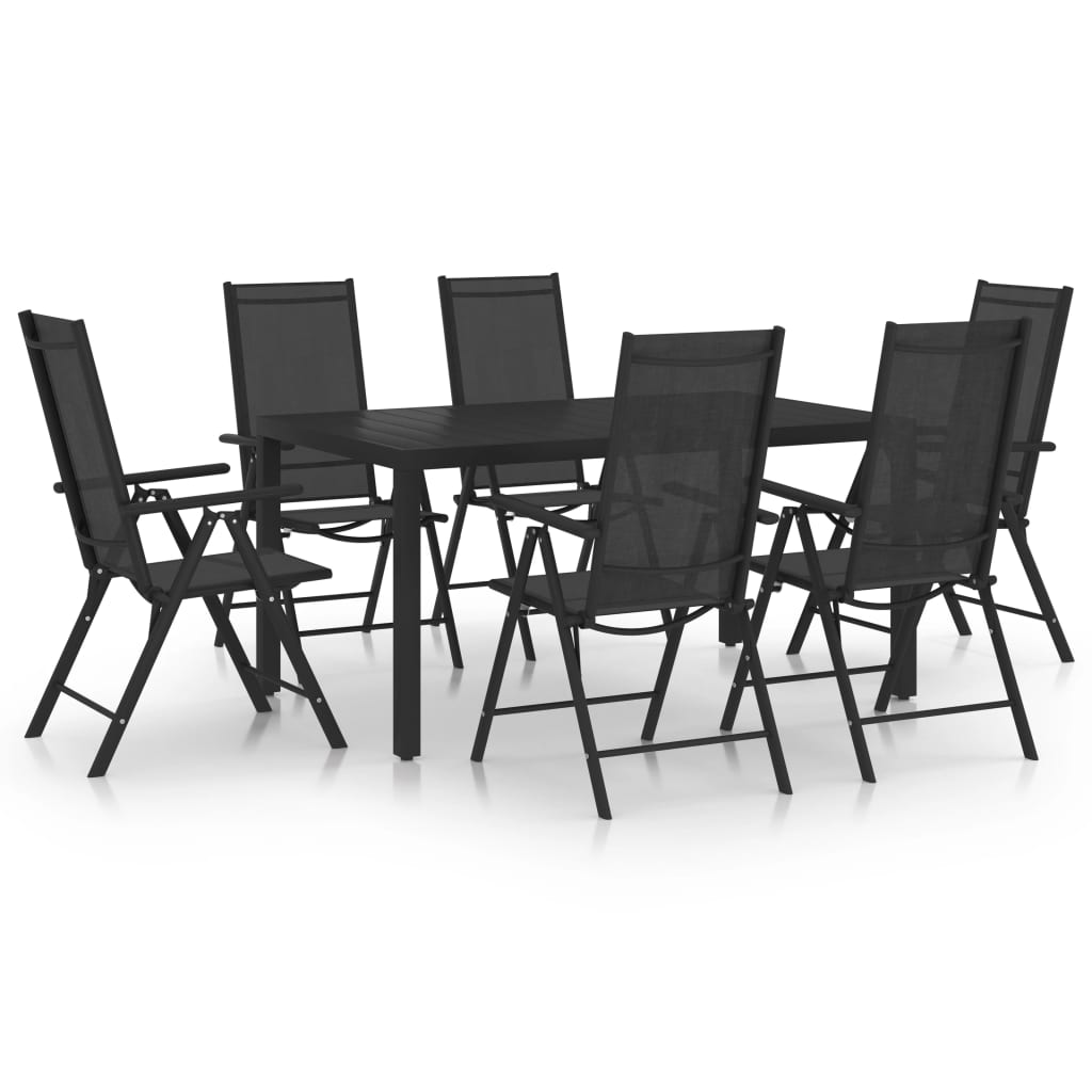 7 Piece Garden Dining Set Aluminium Black