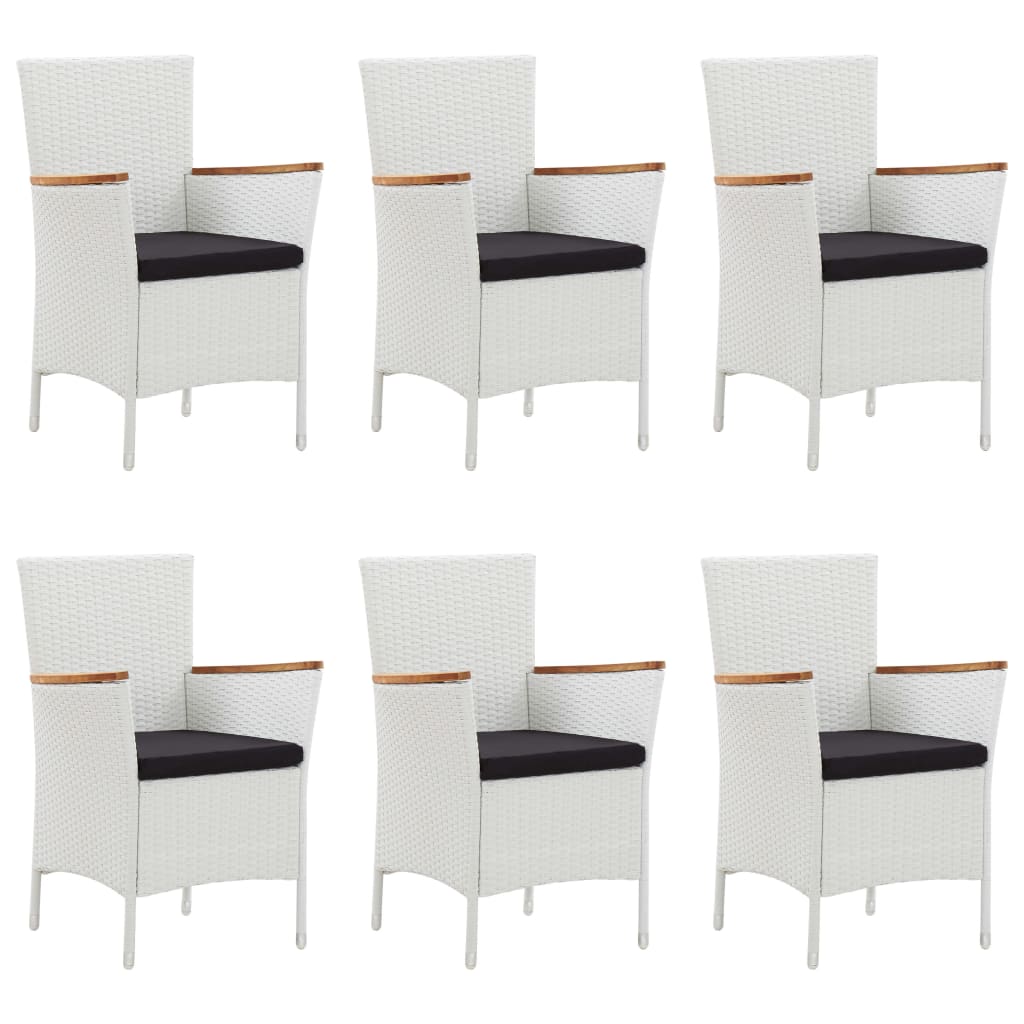 7 Piece Garden Dining Set Poly Rattan White