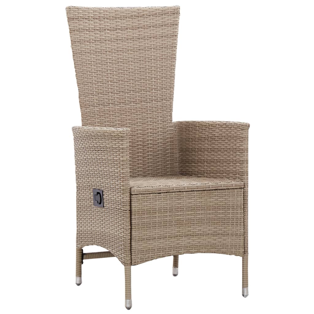 7 Piece Garden Dining Set Poly Rattan Beige