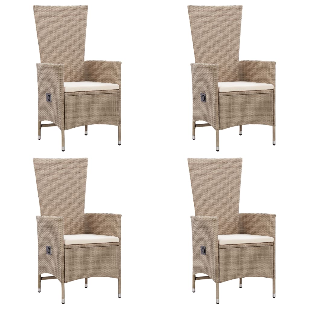 7 Piece Garden Dining Set Poly Rattan Beige