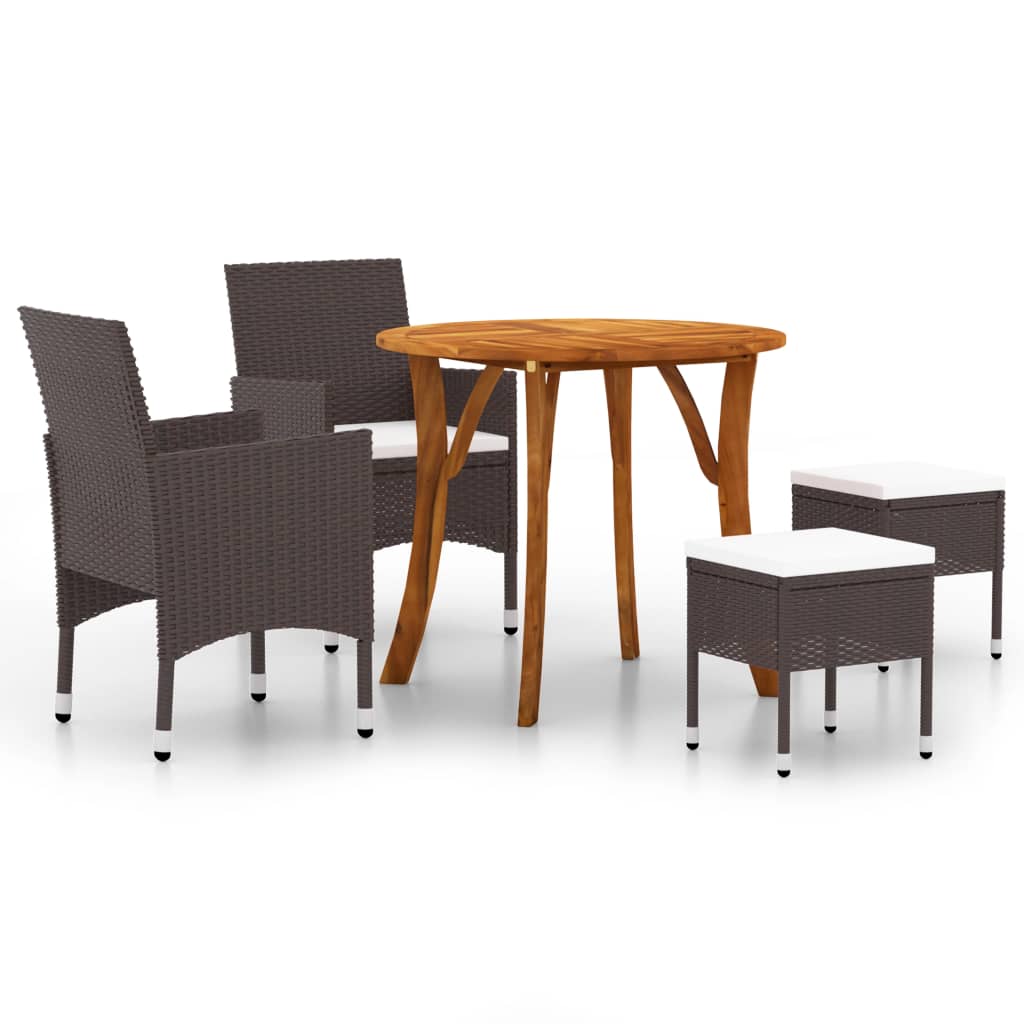 5 Piece Garden Dining Set Brown