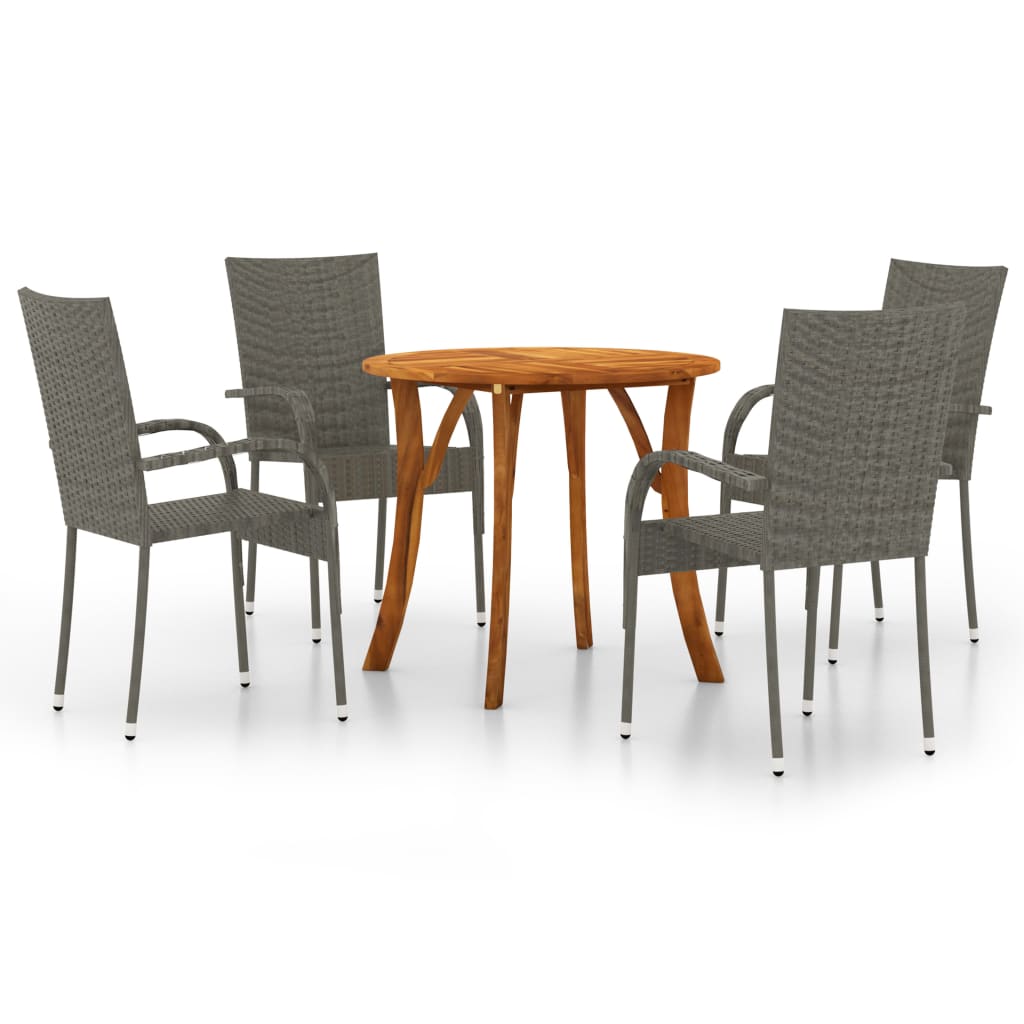 5 Piece Garden Dining Set Grey