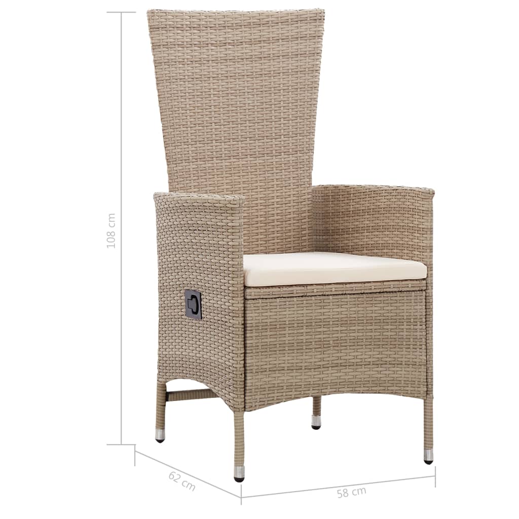 3 Piece Garden Dining Set Beige