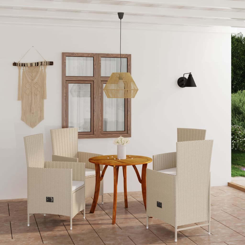 5 Piece Garden Dining Set Beige