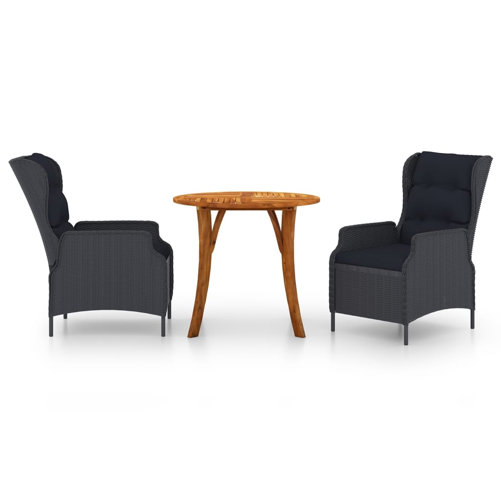 3 Piece Garden Dining Set Dark Grey
