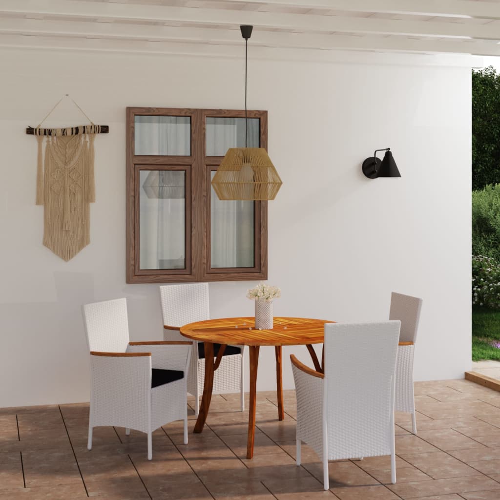 5 Piece Garden Dining Set White