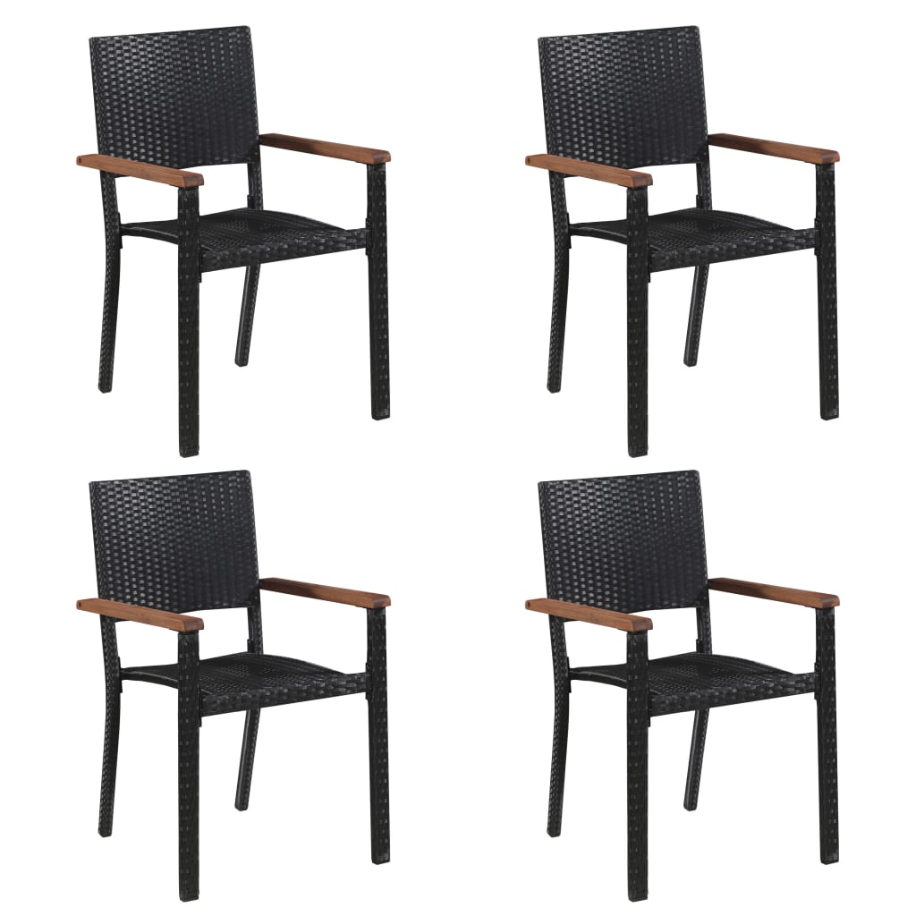 5 Piece Garden Dining Set Black