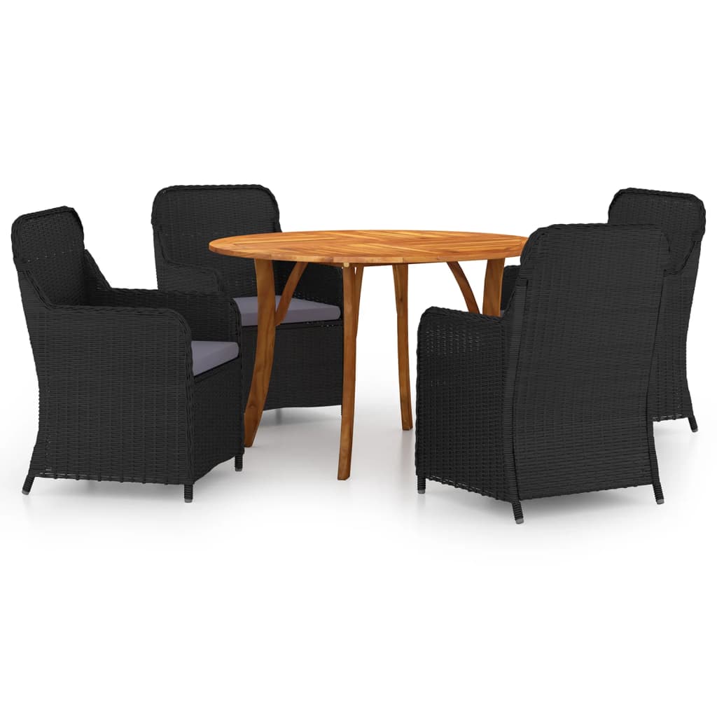 5 Piece Garden Dining Set Black