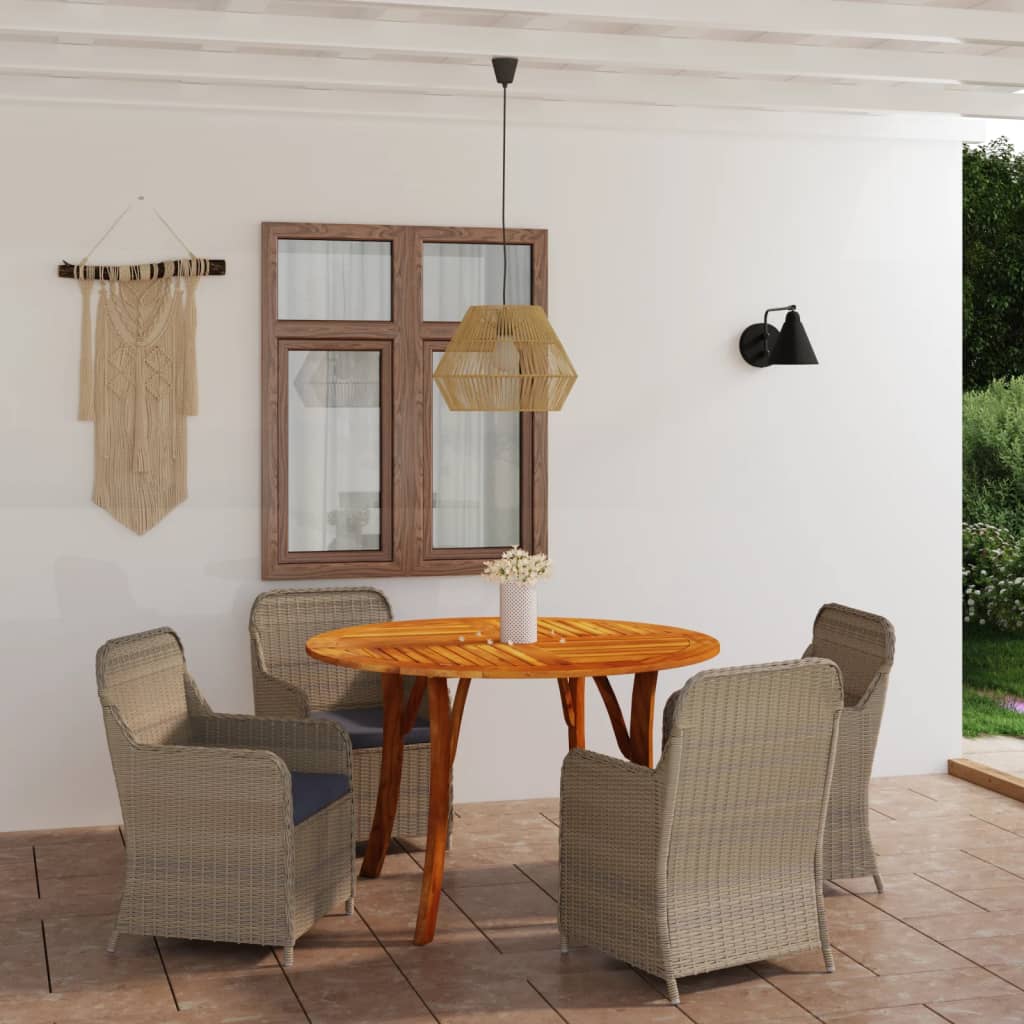 5 Piece Garden Dining Set Brown