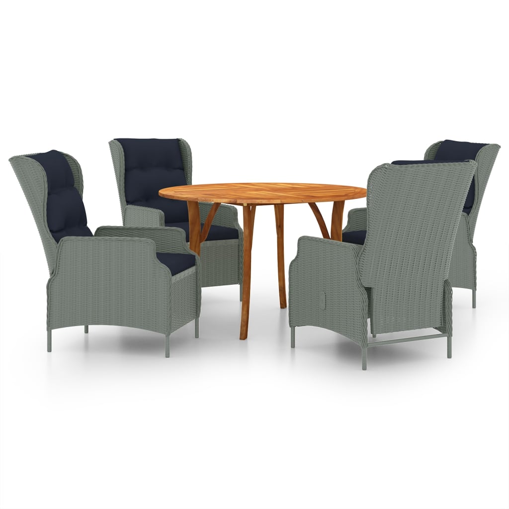 5 Piece Garden Dining Set Light Grey