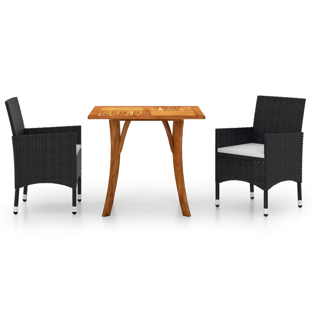 3 Piece Garden Dining Set Black