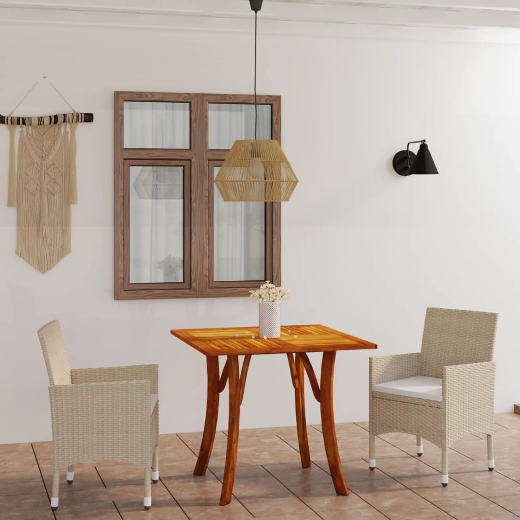 3 Piece Garden Dining Set Beige