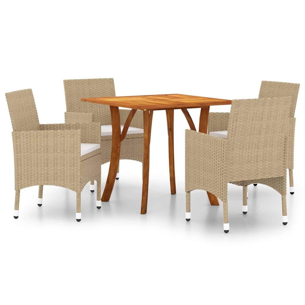 5 Piece Garden Dining Set Beige