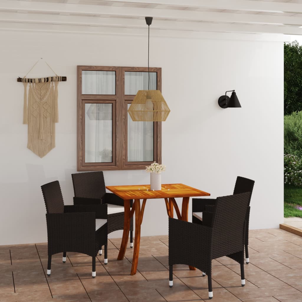 5 Piece Garden Dining Set Brown