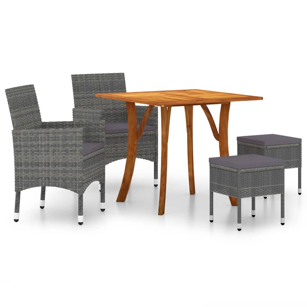 5 Piece Garden Dining Set Grey
